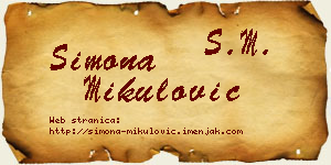 Simona Mikulović vizit kartica